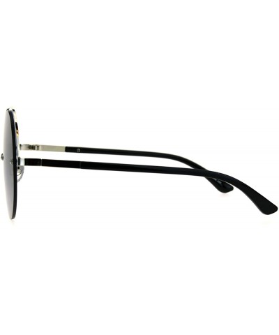 Round Womens Fashion Sunglasses Trending Half Rim Round Circle Frame UV 400 - Silver (Silver Mirror) - CZ186LMSZY9 $8.04