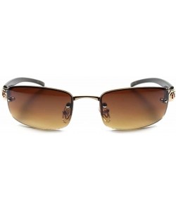 Rectangular Rimless Elegant Frame Designer 90s Fashion Stylish Womens Sunglasses - Brown - CC18X2XQOKD $10.98