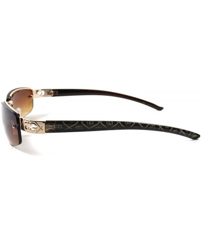 Rectangular Rimless Elegant Frame Designer 90s Fashion Stylish Womens Sunglasses - Brown - CC18X2XQOKD $10.98