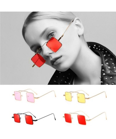 Square Women Fancy Small Square Sunglasses Integrated UV Candy Colored Quadrate Shades Outdoor Fashion Glasses (C) - C418Q56S...