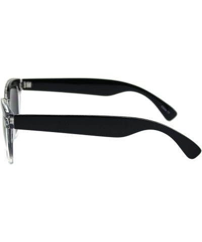 Rectangular Vintage Retro Small 2 Tone Thick Plastic Rectangular Horn Rim Sunglasses - Black Clear Blue Mirror - CP18OK5ATCQ ...