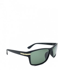 Sport Rectangular Polarized Sunglasses Classic Style for Men or Women 100% UV - Light Gold/Green - CK18QRXGE5R $15.75