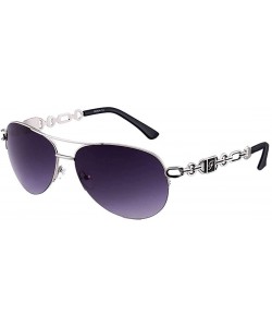 Aviator Aviator Sunglasses for Women Men Oversized Metal Frame UV400 Mirrored Sunglasses - Black - CK18TSY3NGQ $15.69