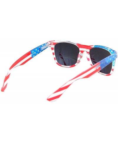 Wayfarer American America USA Flag Sunglasses Patriotic Clear Frame Classic 80s - American Clear Black - CU127N1FOKB $11.24