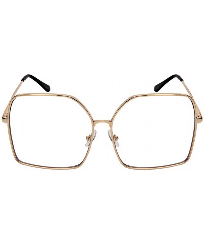 Square Oversized Square Sunglasses with Flat Lenses 3123FLAP/3361FLAP - Gold - CJ18457LWK4 $10.37