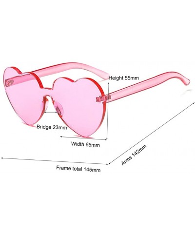 Rimless Candy Colored Lens Rimless Heart Shaped Sunglasses for Women Girls Colorful Shades - Pink - CV18IC7UYGL $9.83