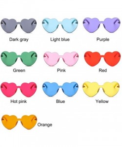 Rimless Candy Colored Lens Rimless Heart Shaped Sunglasses for Women Girls Colorful Shades - Pink - CV18IC7UYGL $9.83