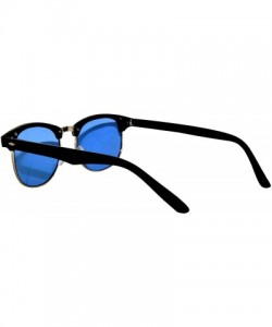 Semi-rimless Retro Classic Sunglasses Metal Half Frame With Colored Lens Uv 400 - Black-silver-grd-blue - CP12MJFRCFL $7.39