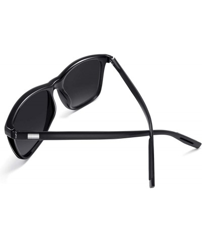 Square Rectangular Sunglasses Polarized Aluminum Glasses - Black - CZ18NE7YHGY $11.41