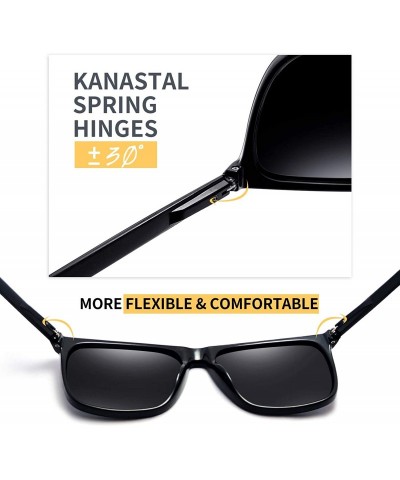 Square Rectangular Sunglasses Polarized Aluminum Glasses - Black - CZ18NE7YHGY $11.41