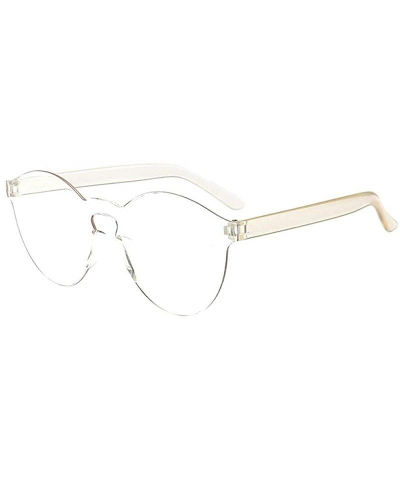 Oval Retro Women Men Fashion Clear Sunglasses Outdoor Party Frameless Eyewear Glasses - Clear - CR1900DWLZN $11.52
