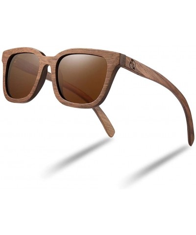 Wayfarer Walnut Sunglasses Polarized Fishing Driving - Brown - CG199Q40C8K $56.48