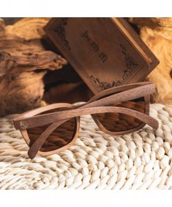 Wayfarer Walnut Sunglasses Polarized Fishing Driving - Brown - CG199Q40C8K $30.86