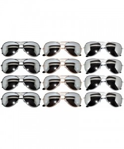 Aviator 12 Pairs Aviator Style Sunglasses Metal Gold- Silver- Black Frame Colored Mirror Lens OWL. - CP12797OLPX $25.68