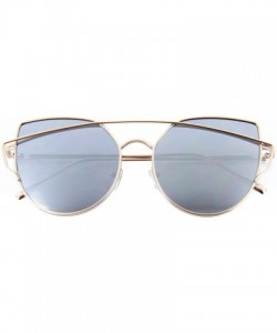Cat Eye Womens Cat Eye Sunglasses Top Crossbar Oceanic Color Flat Lens Trendy Hipster Chic - Gold1 - CR12NU7SV5E $11.42