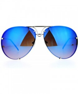 Oversized Rimless Retro Vintage Style Oversize Mirror Lens Pilot Sunglasses - Blue - CE12MXY4DU3 $14.05