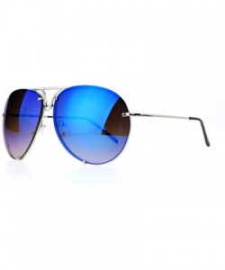 Oversized Rimless Retro Vintage Style Oversize Mirror Lens Pilot Sunglasses - Blue - CE12MXY4DU3 $14.05