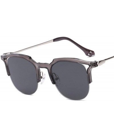 Cat Eye Cat eye sunglasses Retro men and women sunglasses - Bright Black Frame Gradually Gray - CH1999L5QUQ $30.92