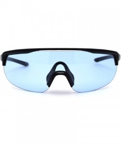 Shield Flat Top Warp Shield Sport Robotic Plastic Sunglasses - Black Blue - C919624LWXL $12.73