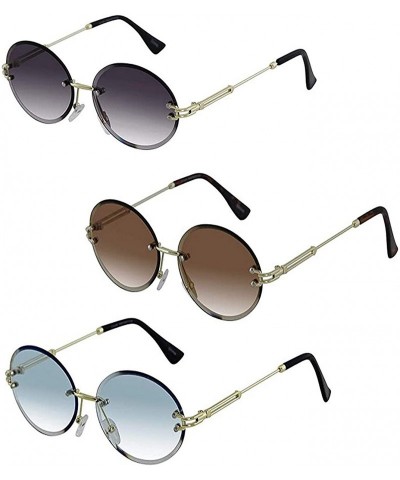 Rimless Elegant Rimless Vintage Retro Oval Gold Clear Lens Fashion Diamond Cut Edge Fashion Sunglasses - C9197IHTOAD $21.37