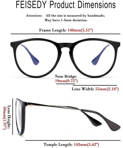 Round Vintage Round Blue Light Blocking Glasses Women Men Computer Eyeglasses Classic Retro Designer Style B2537 - CZ192D4S6O...