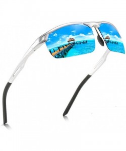 Oval Photochromic Sunglasses Men Polarized Glass Sun Glasses Day Night Vision Driving Eyewear - 7silver Blue - CC194OEX2XN $5...