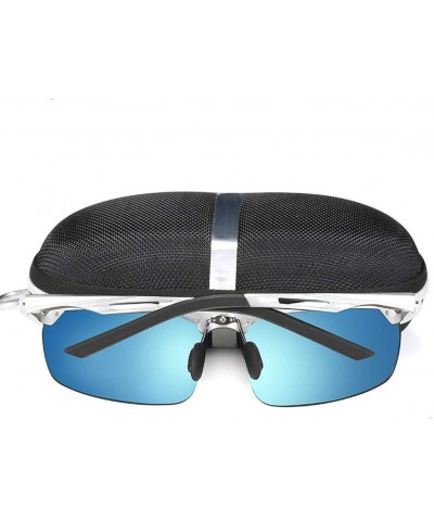 Oval Photochromic Sunglasses Men Polarized Glass Sun Glasses Day Night Vision Driving Eyewear - 7silver Blue - CC194OEX2XN $2...