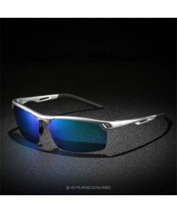 Oval Photochromic Sunglasses Men Polarized Glass Sun Glasses Day Night Vision Driving Eyewear - 7silver Blue - CC194OEX2XN $5...