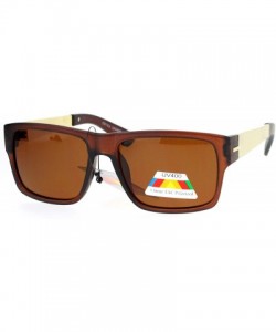 Sport Mens Polarized Rectangular Sport Metal Arm Sunglasses - Matte Brown - C912O8GUJTC $12.12