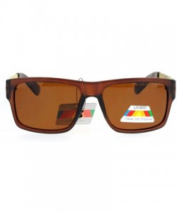 Sport Mens Polarized Rectangular Sport Metal Arm Sunglasses - Matte Brown - C912O8GUJTC $12.12