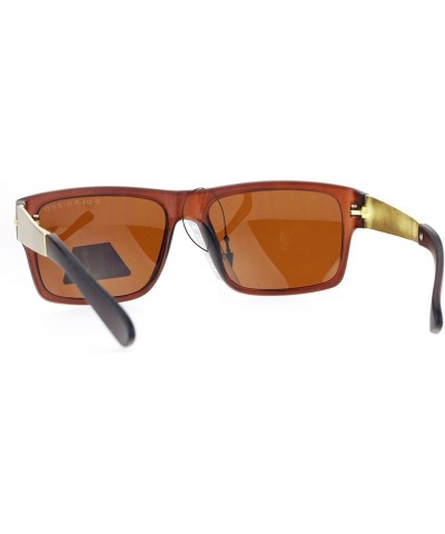 Sport Mens Polarized Rectangular Sport Metal Arm Sunglasses - Matte Brown - C912O8GUJTC $12.12