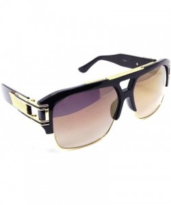 Aviator Gazelle B-Boy Square Metal & Plastic Retro Aviator Sunglasses - Black & Gold Frame - C2187YLE3O8 $10.50