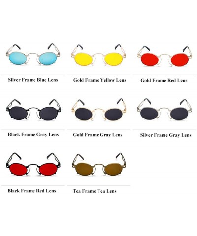 Round Retro Steampunk Sunglasses Men Round Vintage Eyewear Summer Metal Frame Black Oval Sun Glasses - Black Grey - C718U59KL...