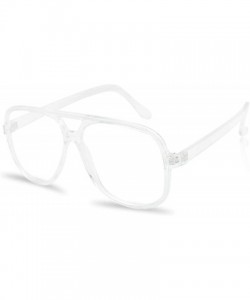Aviator 80's Classic Retro Square Aviator Glasses Crystal Clear Non-Prescription Fashion Hip Hop Eyewear Frame - Single - CW1...