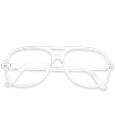 Aviator 80's Classic Retro Square Aviator Glasses Crystal Clear Non-Prescription Fashion Hip Hop Eyewear Frame - Single - CW1...