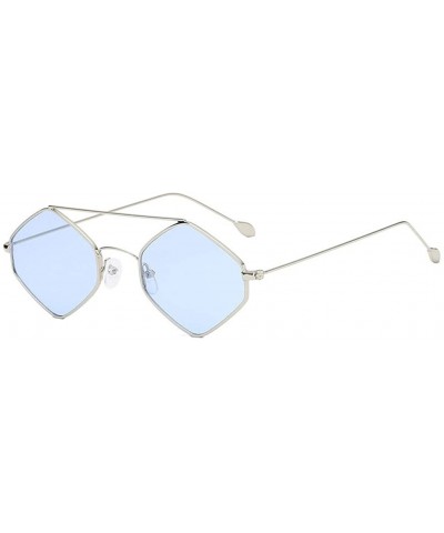 Sport Women Fashion Classic Cat Eye Shade Sunglasses Integrated Stripe Vintage Polarized Glasses - Blue - CL18SU6Z97E $8.98