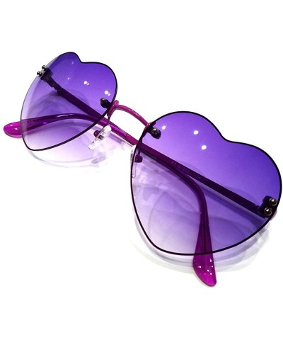 Rimless Heart Shaped Metal Rimless - Purple - C0182KTY84I $14.54