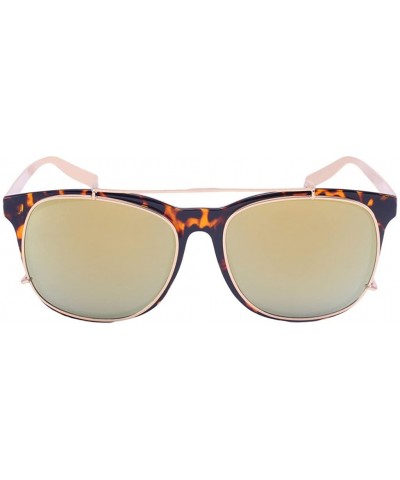 Square Unisex Vintage Designer Square Detachable Steampunk Mirror Sunglasses 61mm - Leopard/Gold - C912E882E0F $12.15