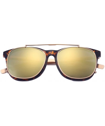 Square Unisex Vintage Designer Square Detachable Steampunk Mirror Sunglasses 61mm - Leopard/Gold - C912E882E0F $12.15