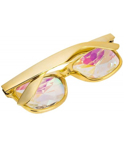 Goggle Kaleidoscope Sunglasses Round Rave Festival Diffraction BEST Prism Glasses - Gold - C918HRMNXDL $12.51