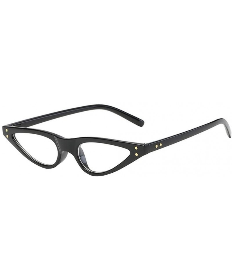 Cat Eye Fashion Vintage Narrow Cat Eye Retro Unisex UV400 Glasses for Women Clout Goggles Plastic Frame - E - CC180GTQKM6 $9.75