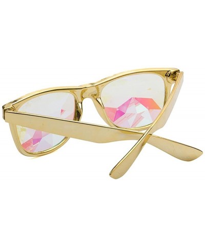 Goggle Kaleidoscope Sunglasses Round Rave Festival Diffraction BEST Prism Glasses - Gold - C918HRMNXDL $12.51