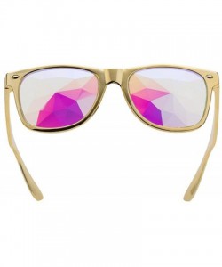 Goggle Kaleidoscope Sunglasses Round Rave Festival Diffraction BEST Prism Glasses - Gold - C918HRMNXDL $12.51