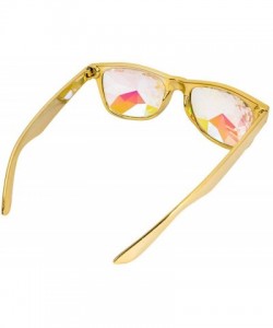 Goggle Kaleidoscope Sunglasses Round Rave Festival Diffraction BEST Prism Glasses - Gold - C918HRMNXDL $12.51