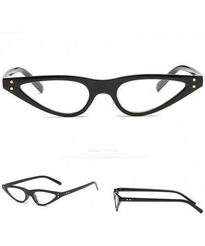 Cat Eye Fashion Vintage Narrow Cat Eye Retro Unisex UV400 Glasses for Women Clout Goggles Plastic Frame - E - CC180GTQKM6 $9.75