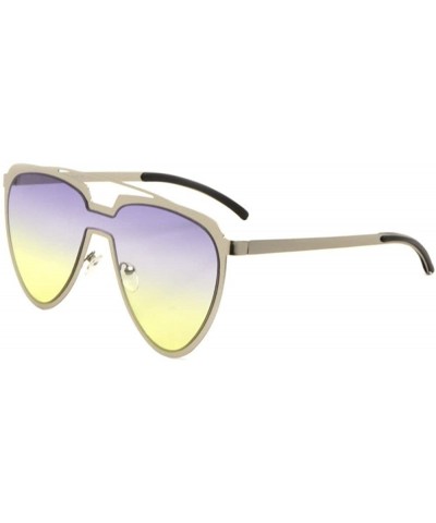 Aviator Cleopatra Womens One Piece Aviator Shield Sunglasses - Silver Frame - CX18EKWEIQW $10.62