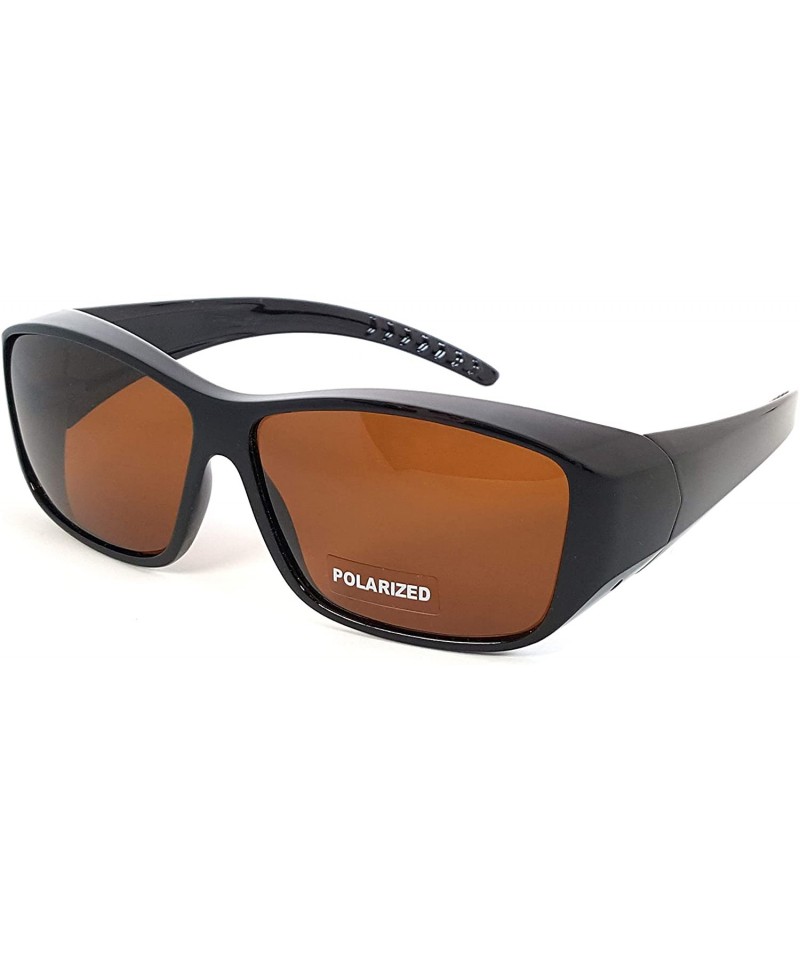 Rectangular Fit Over SunGlasses With Polarized Lenses To Wear Over Glasses - Black-brown - CI12BNC1JMD $19.62