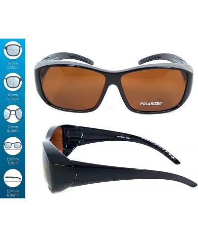 Rectangular Fit Over SunGlasses With Polarized Lenses To Wear Over Glasses - Black-brown - CI12BNC1JMD $19.62