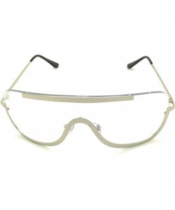 Shield Modern Fashion Oversize Flat Top Flash Mirror Shield Aviator Sunglasses - Silver Clear - CL1847HQC2N $7.55