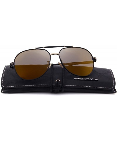 Wrap Polarized Pilot Mirrored Lens Sunglasses for men Sun Glasses S8455 - Brown Mirror - CG1888CGTLE $12.07